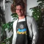Фартух чорний кухонний з принтом для флориста Best Florist Кращий флорист синьо-жовтий текст ФА000738 Кавун 68 см