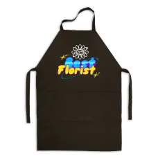 Фартук черный кухонный с принтом для флориста Best Florist Лучший флорист сине-желтый текст ФА000738 Кавун 68 см