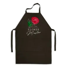 Фартук черный кухонный с принтом для флориста Flower Master Цветочный мастер Роза ФА000739 Кавун 68 см