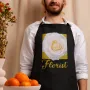Фартук черный кухонный с принтом для флориста Florist Флорист Желтая надпись Белая Роза ФА000744 Кавун 68 см