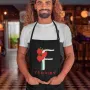 Фартук черный кухонный с принтом для флориста F - florist Ф - флорист Красные маки ФА000758 Кавун 68 см
