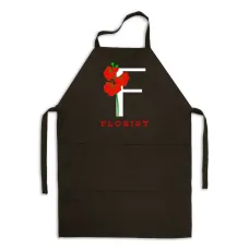 Фартук черный кухонный с принтом для флориста F - florist Ф - флорист Красные маки ФА000758 Кавун 68 см