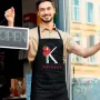 Фартух чорний кухонний з принтом для флориста К - квіткар Червоні маки ФА000759 Кавун 68 см