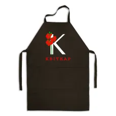 Фартук черный кухонный с принтом для флориста К - квіткар Красные маки ФА000759 Кавун 68 см