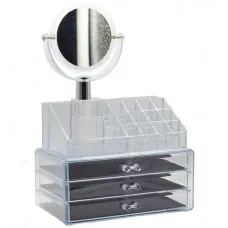 Настільний акриловий органайзер для косметики OPT-TOP Cosmetic Storage Box на 3 дверей з дзеркалом (1756375357)