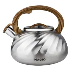 Чайник для плити зі свистком 3л MAGIO MG-1194 Steel/Wood Чайник для плити зі свистком 3л MAGIO MG-1194 Steel/Wood