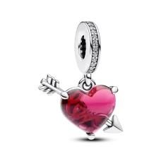 Серебряная бусина No Brand Красное сердце и стрела 793085C01