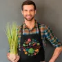 Фартух чорний кухонний з принтом для дачника Дача - не для шашликів Дачні аксесуари ФА000772 Кавун