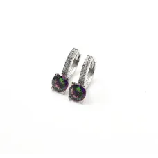 Серьги с фианитом Maxi Silver 9406 1.8х1.4 см Разноцветный