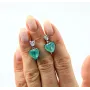 Пусети з серцем Maxi Silver 9401 1 см Сріблясто-зелений