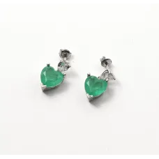 Пусети з серцем Maxi Silver 9401 1 см Сріблясто-зелений