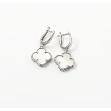 Серьги Van Cleef с перламутром Maxi Silver 9399 1.4х3 см Серебристый
