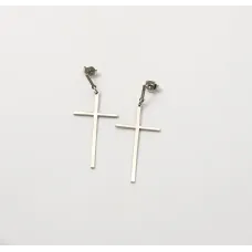 Серьги пусеты с крестами Maxi Silver 9385 4.5 см Серебристый