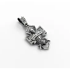 Масивний кулон хрест Козак Maxi Silver 9409 2.5х4 см Сріблястий