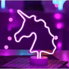 Настільний неоновий нічник Єдиноріг Pink Angel 23х31 см