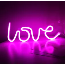 Настінний неоновий світильник нічник Angel Love рожевий