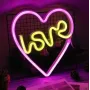 Настінний неоновий світильник нічник Love Серце рожеве Angel