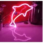 Настінний неоновий світильник нічник Дельфін рожевий Angel