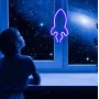 Настінний неоновий світильник нічник Ракета синя Angel