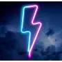 Настінний неоновий світильник нічник Блискавка синьо-рожева Angel