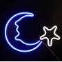 Настінна неонова вивіска світильник нічник Місяць з Зіркою 39*28 см Angel