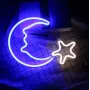 Настінна неонова вивіска світильник нічник Місяць з Зіркою 39*28 см Angel