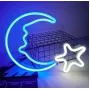 Настінна неонова вивіска світильник нічник Місяць з Зіркою 39*28 см Angel