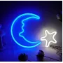 Настінна неонова вивіска світильник нічник Місяць з Зіркою 39*28 см Angel