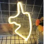 Настінний неоновий світильник нічник Єдиноріг жовтий Angel
