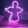 Неоновий нічник світильник Янголятко рожеве Angel