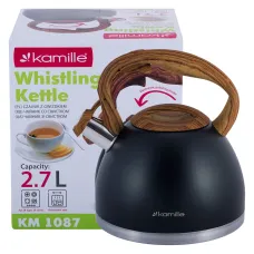 Чайник 2,7л из нержавеющей стали со свистком и нейлоновой ручкой Kamille KL226101