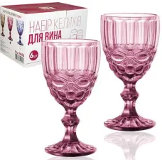 Набор бокалов для вина S&T Elodia Lux Винтаж 340 мл Розовый 6 шт DP64040 Набор бокалов для вина S&T Elodia Lux Винтаж 340 мл Розовый 6 шт DP64040