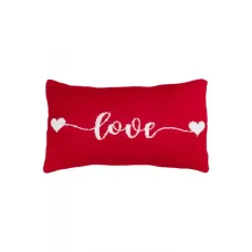 Декоративна подушка прямокутна в'язана Прованс LOVE 30х45 см Білий/червоний (7839)