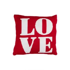 Декоративна в'язана подушка Прованс LOVE 45х45 см Білий/червоний (7838)