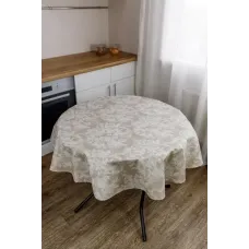 Скатертина непромокаюча кругла Алюр Прованс Бежевий 136 см (8081)