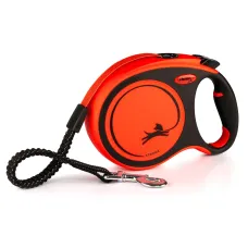 Рулетка-поводок Flexi Xtreme L лента 8 м 55 кг черный оранжевый Рулетка-поводок Flexi Xtreme L лента 8 м 55 кг черный оранжевый