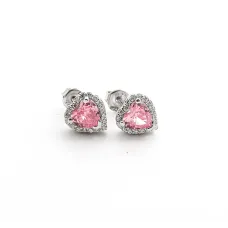 Сережки серце Maxi Silver 9436 1 см Сріблясто-рожевий