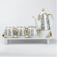 Чайний сервіз на 6 персон 8 предметів TS Kitchen мармур (HP6166)