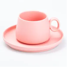 Кружка з блюдцем керамічна TS Kitchen 300 мл рожева (HP7209P) Кружка з блюдцем керамічна TS Kitchen 300 мл рожева (HP7209P)
