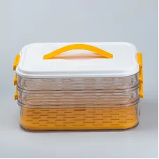 Контейнер для зберігання та заморожування продуктів триярусний Happy Life 32*21*16,5 см помаранчевий (HP50657) Контейнер для зберігання та заморожування продуктів триярусний Happy Life 32*21*16,5 см помаранчевий (HP50657)