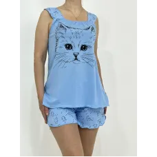 Жіночий домашній комплект Triko Cat 60-62 Блакитний (72712150-5)
