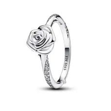 Серебряное кольцо No Brand Цветущая роза 193215C01 52