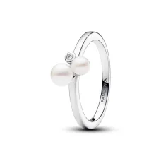Серебряное кольцо No Brand с дуэтом жемчужин 193156C01 56
