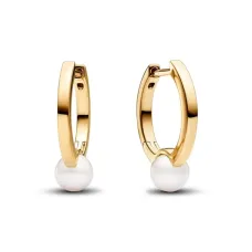 Серьги хупы No Brand с жемчужинами в позолоте 263170C01