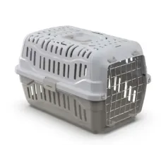 Переноска для домашних животных с металлической дверцей GeorPlast Spark 48.5x33.5x31 см Темно-серый