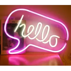Настінний неоновий світильник-нічник Angel HELLO 43*31 см