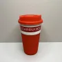 Стакан керамічний із силіконовою кришкою UKC 400 мл Starbucks 9703 червоний з білим