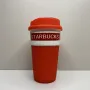 Стакан керамічний із силіконовою кришкою UKC 400 мл Starbucks 9703 червоний з білим