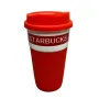 Стакан керамічний із силіконовою кришкою UKC 400 мл Starbucks 9703 червоний з білим