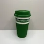 Стакан керамический с силиконовой крышкой UKC 400 мл Starbucks 9703 зеленый с белым